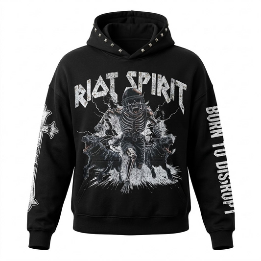 ROKUSTUDIO-Riot spirit black hoddies
