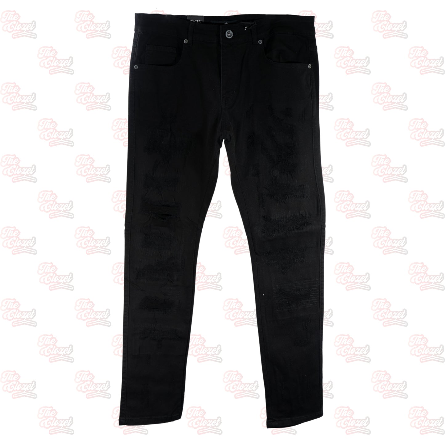 FOCUS - ripped patched skinny jeans