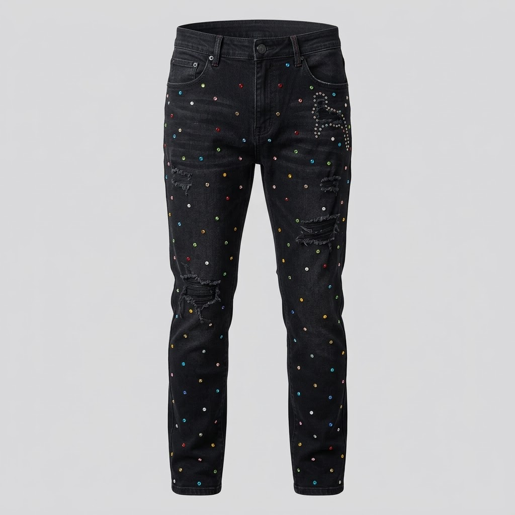 PREME-Starburst Rhinestone Jeans
