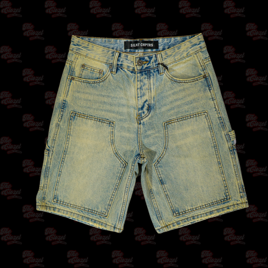 SILNT CHPTRS - (vintage blue) light wash pocket shorts