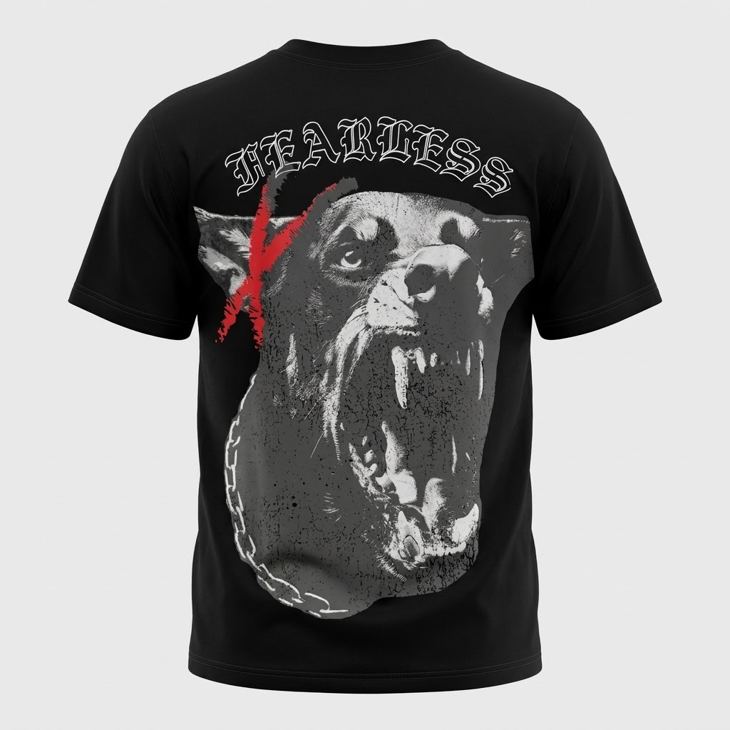 REASON-Black "Fearless"Graphic T-Shirt