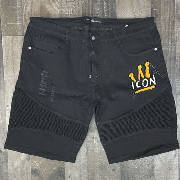 Rawyalty- icon crown moto denim shorts