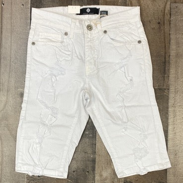 Focus- ripped denim shorts (white)