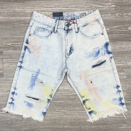 Smoke Rise- painted denim shorts