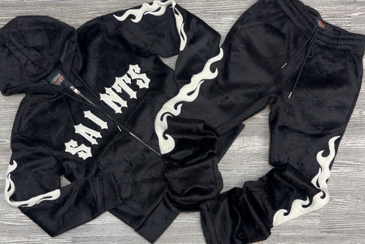 Copper Rivet- saints mohair sweatsuit (black)