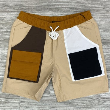 Motive Denim- color block utility nylon shorts