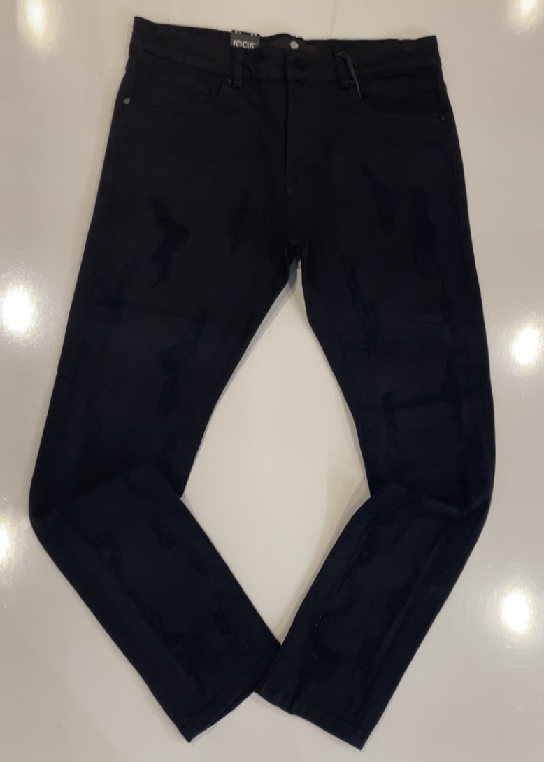 Focus Black Ripped Skinny Patch Jeans