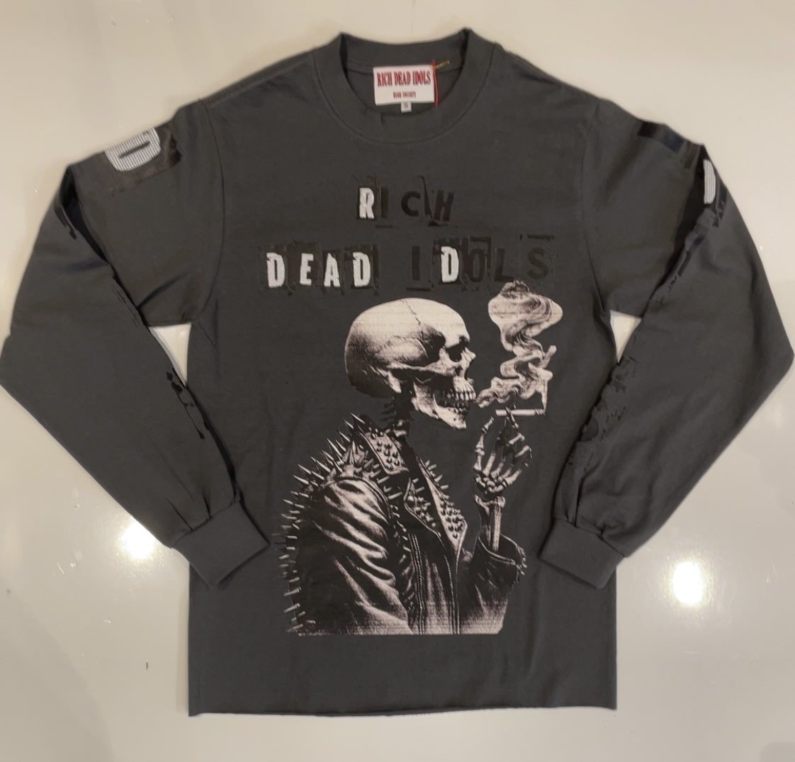 Rich Dead Idols Smokin Skeleton Long Sleeve T-Shirt