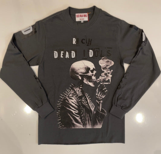 Rich Dead Idols Smokin Skeleton Long Sleeve T-Shirt