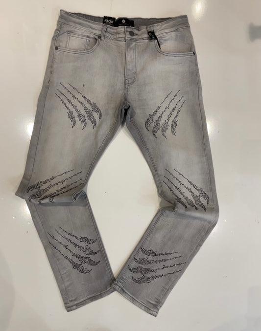 Focus Grey Washed Diamond Decor Skinny Jeans