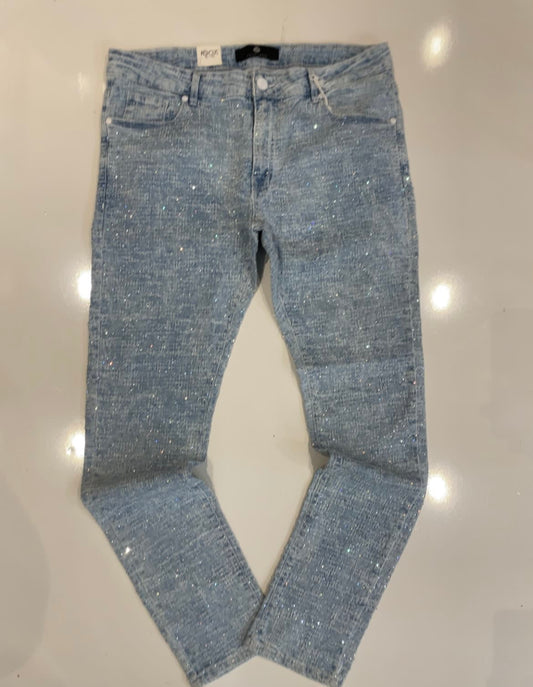 Focus Blue Light Wash Diamond Slim Jeans