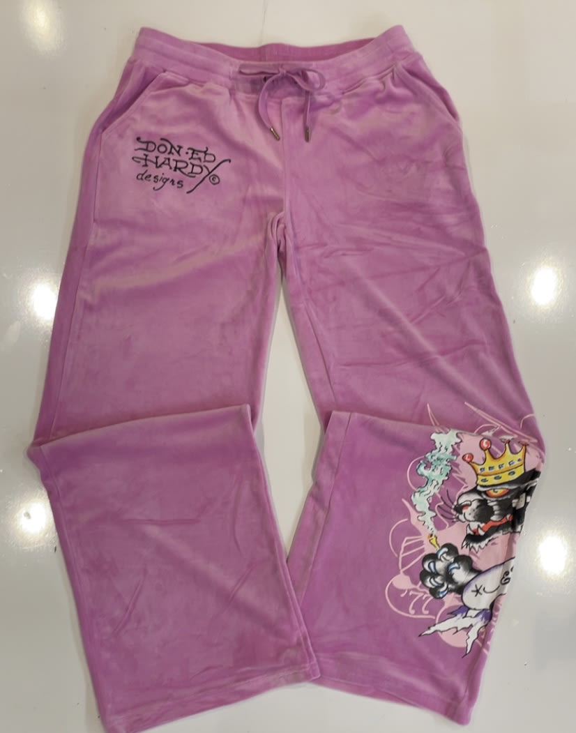 ED Hardy Orchid Panther Crown Velour Sweatsuit