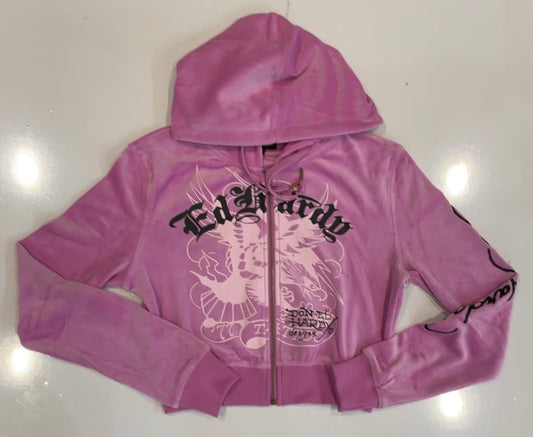 ED Hardy Orchid Panther Crown Velour Sweatsuit