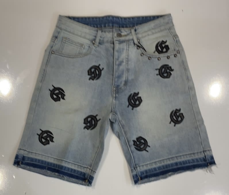 Godspeed Light Blue Skinny Logo Shorts