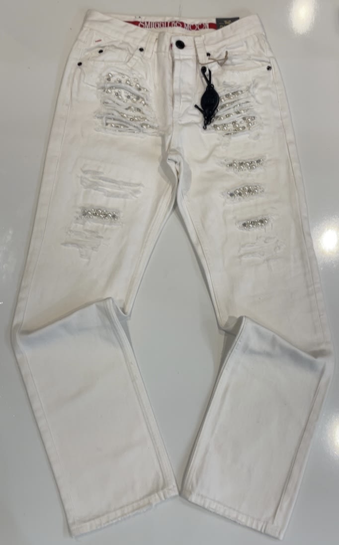 Smugglers Moon Off White Pearl Straight Jeans