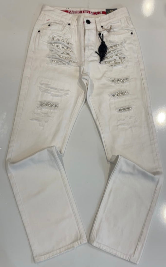 Smugglers Moon Off White Pearl Straight Jeans