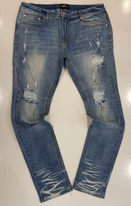 Cooper 9 Distressed Mid Wash Skinny Jeans