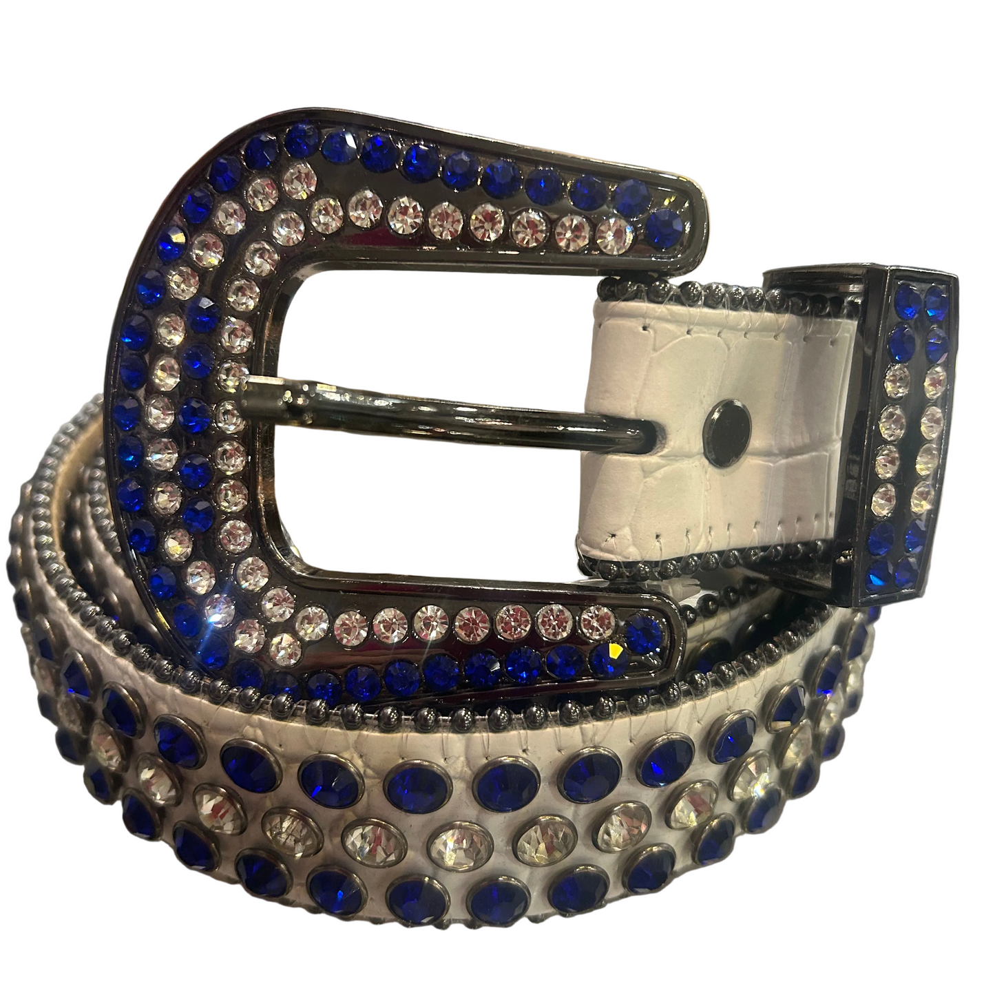PREMIUM WEAR-Blue & Silver Rhinestone Studded Belt