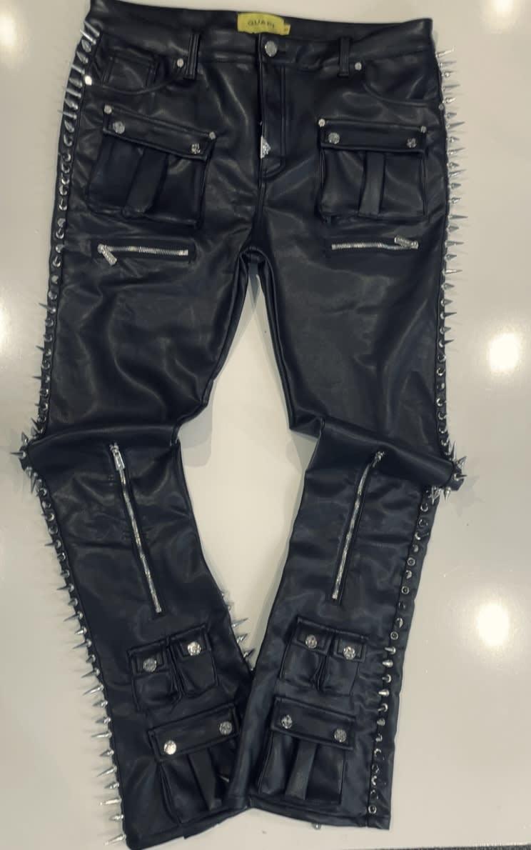 Guapi Obsidian Black  Stacked Leather pants