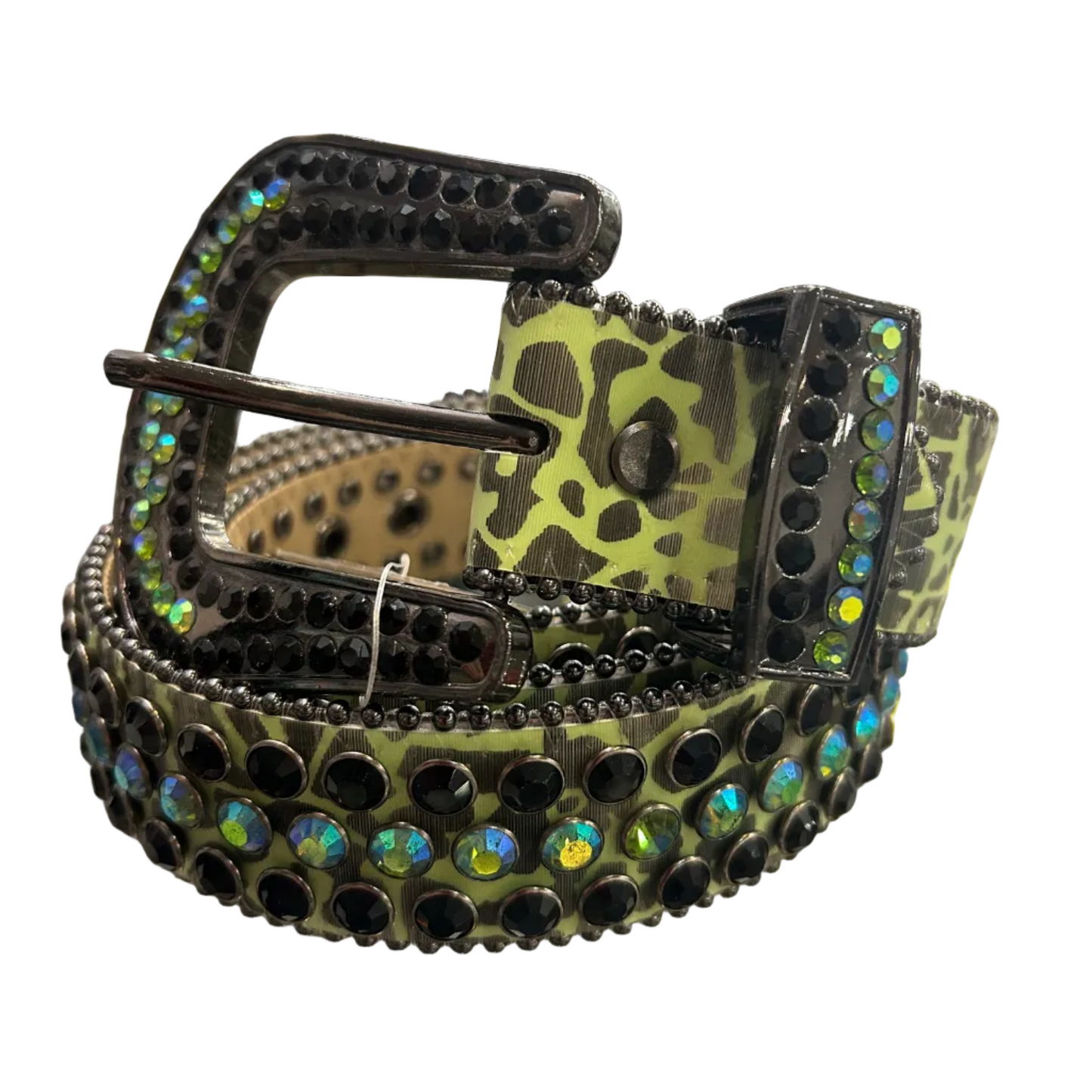 PREMIUM WEAR-Black and Green Rhinestone Belt