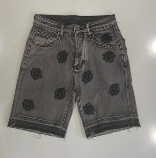 Godspeed Gray Washed Skinny Logo Shorts