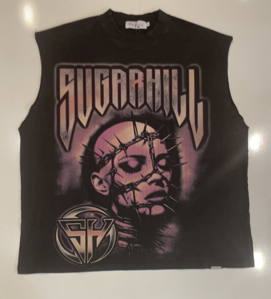 Sugarhill Black Cut Off Sleeveless Top