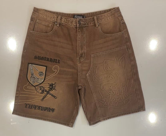 Sugar Hill Brown Logo Printed Shorts