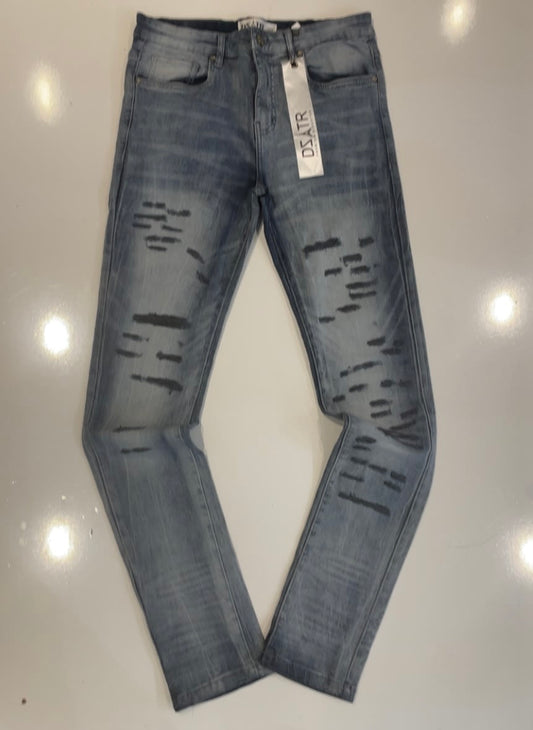 DTZR Indigo Wash Rippied Blue Skinny Jeans