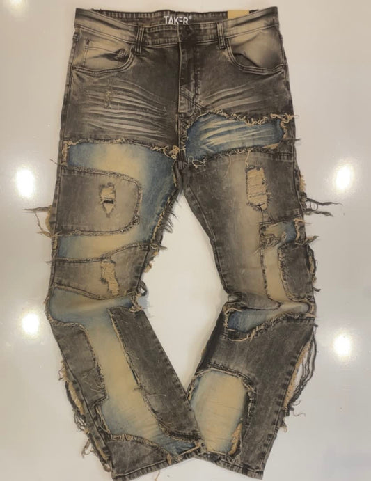 Taker Vintage Patched Stack Jeans