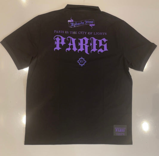Roberto Vino Black and Purple Collar Shirt