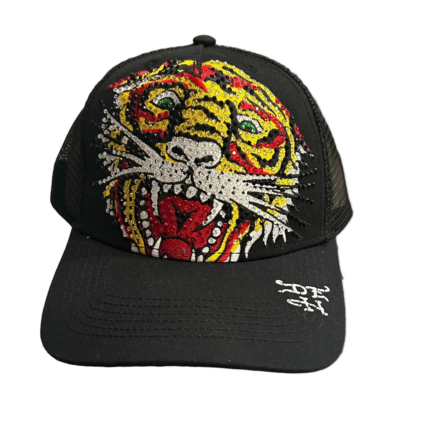 ED HARDY-Black rhinestone tiger hats
