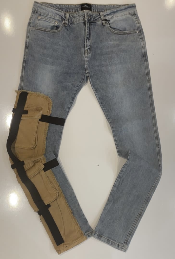 Cooper 9 Light Blue Hybrid Denim Cargo Pocket Skinny Jeans