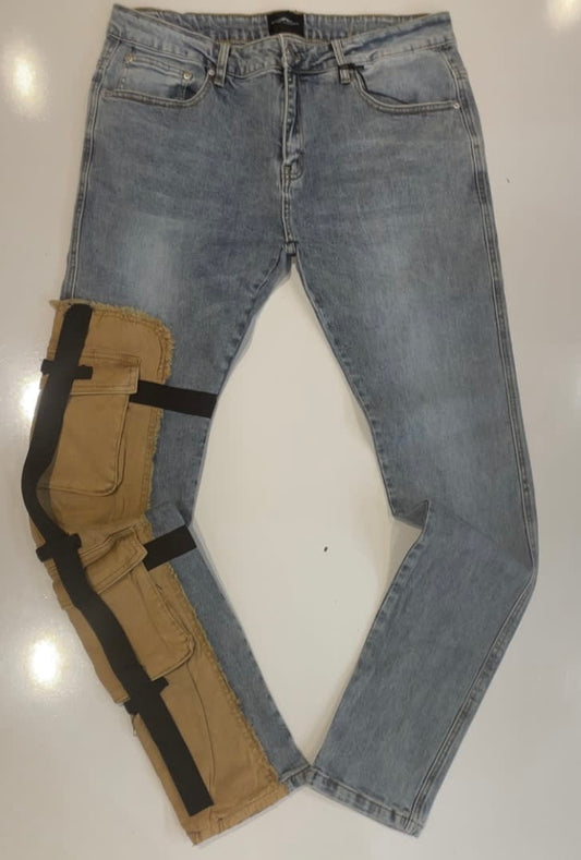 Cooper 9 Light Blue Hybrid Denim Cargo Pocket Skinny Jeans