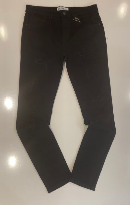 DZTR Black 3D Topper Ripped Slim Jeans