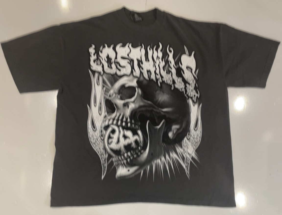 Lost Hill Dark Grey One Sided Skull T-Shirt