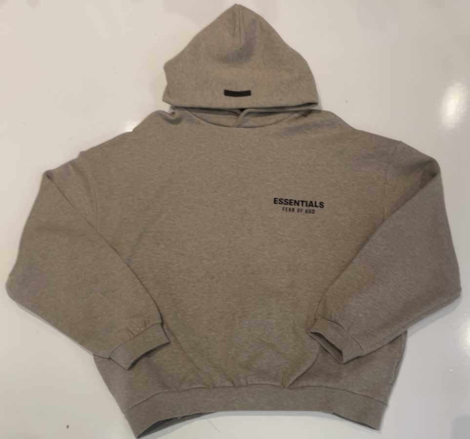 Essentials Heather Grey Cropped Hoodie