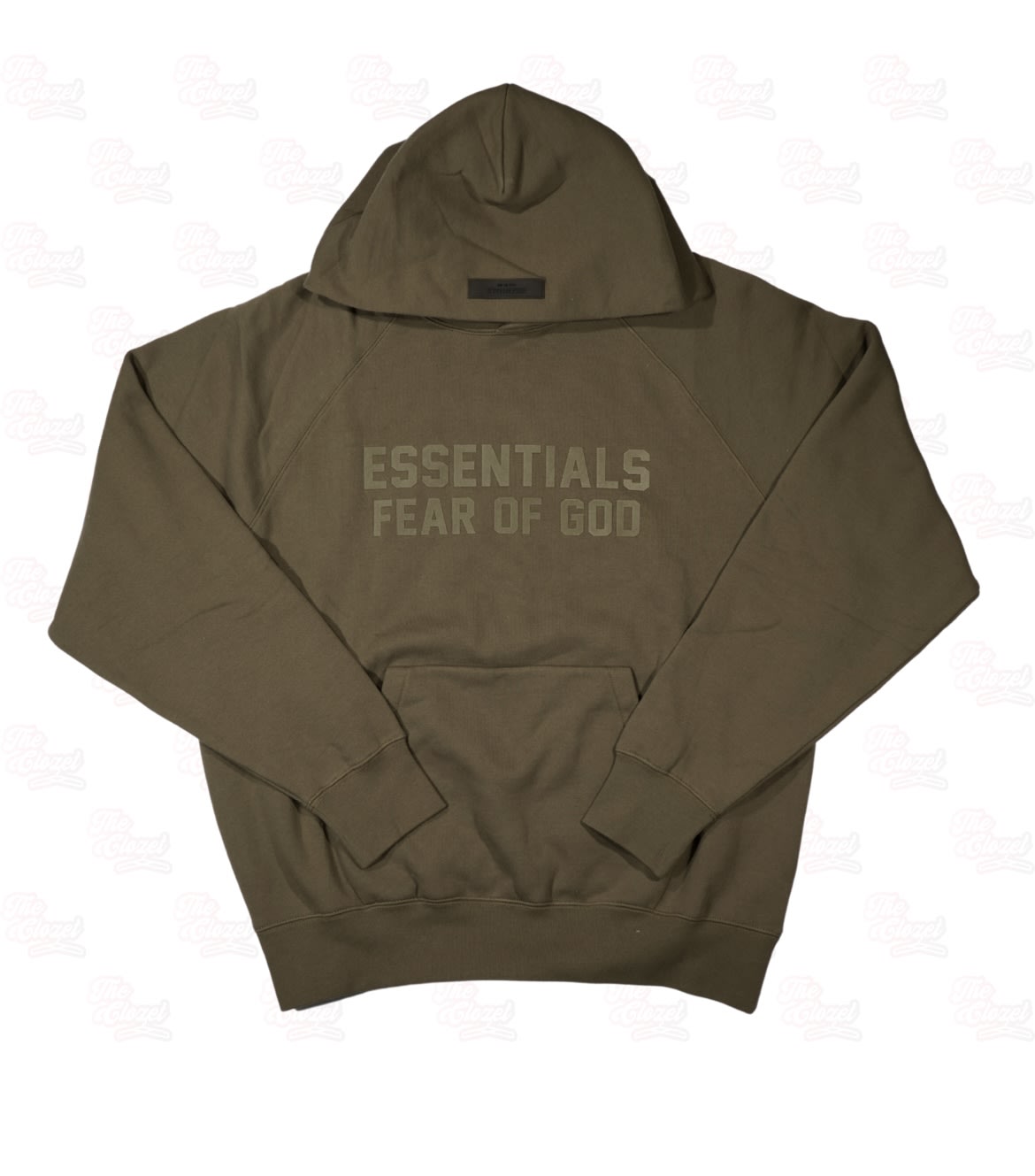 Essentials Dark Olive Front Logo Hoodie