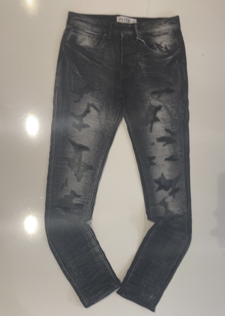 DZTR Black Washed Distressed Skinny Jeans