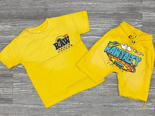 Rawyalty- space shorts set (yellow) (kids)