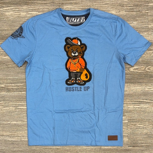 Elite- hustle up teddy ss tee (lt blue)