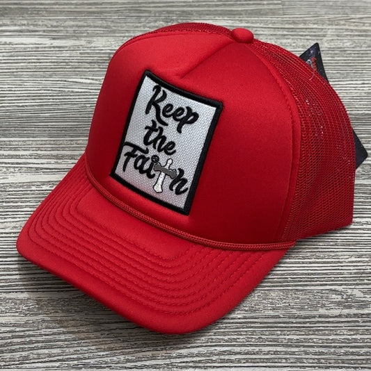 Planet Of The Grapes- keep the faith trucker hat (red)