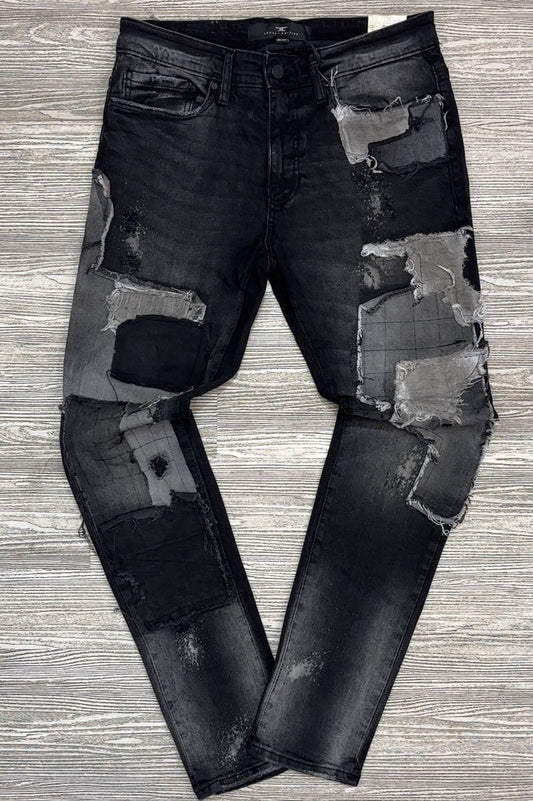 Jordan Craig- patched frosted jeans (black shadow)