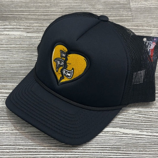 Planet Of The Grapes- heartbreak trucker hat(black/yellow)