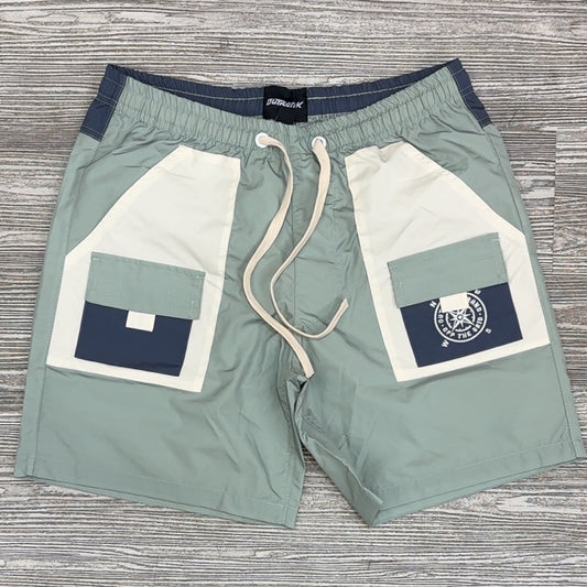 Outrank- starboard 7” color blocked patch pocket shorts