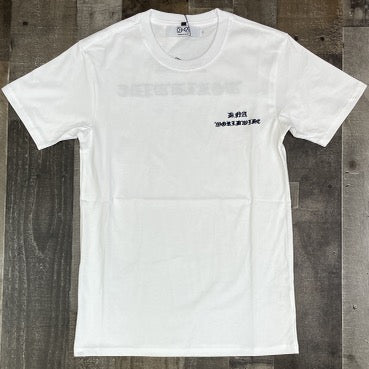 Dna Premium Wear- old English writing ss tee (white/navy)