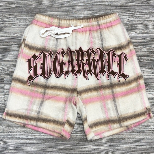 Sugarhill- “Tudor” mohair shorts (pink plaid)