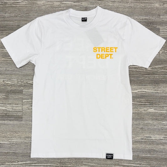 Planet Of The Grapes- street dept ss tee (white/yellow)