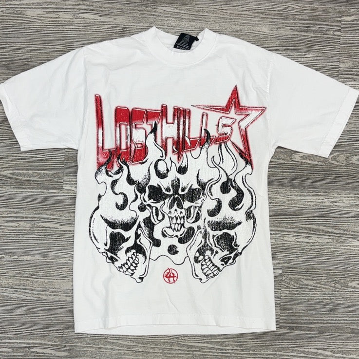 Lost Hills- flaming skulls ss tee