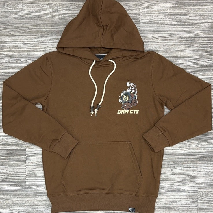 DENIMiCITY- eight ball & games hoodie (brown)