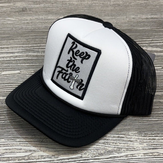 Planet Of The Grapes- keep the faith trucker hat (white/black)